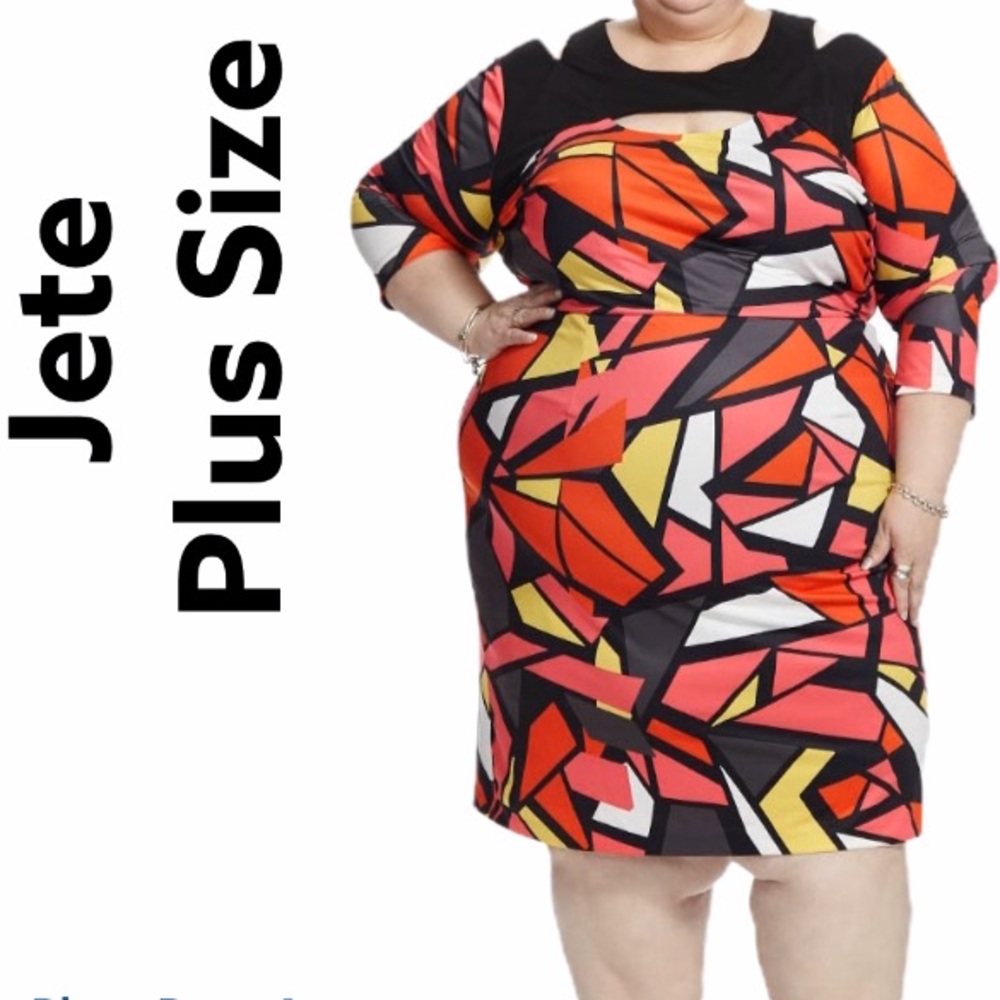 Jete Plus Size Geometric Cut Out Dress Size 4x
